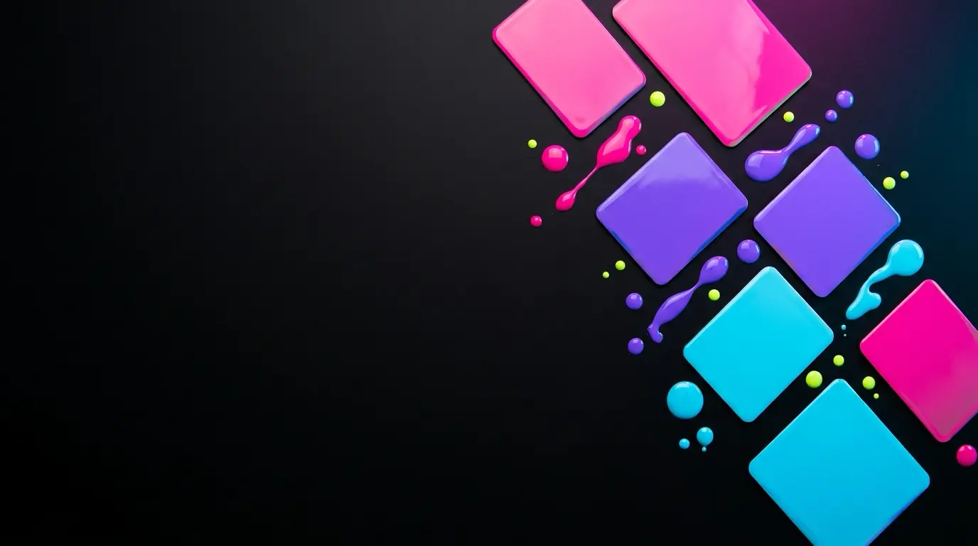 Farbmuster in Pink, Violett, Cyan und Lime