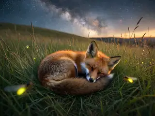 Rémi le renard compte les étoiles – image de couverture de l’app, générée par IA