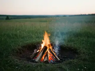 Voyage au tambour vers le feu – image de couverture de l’app, générée par IA