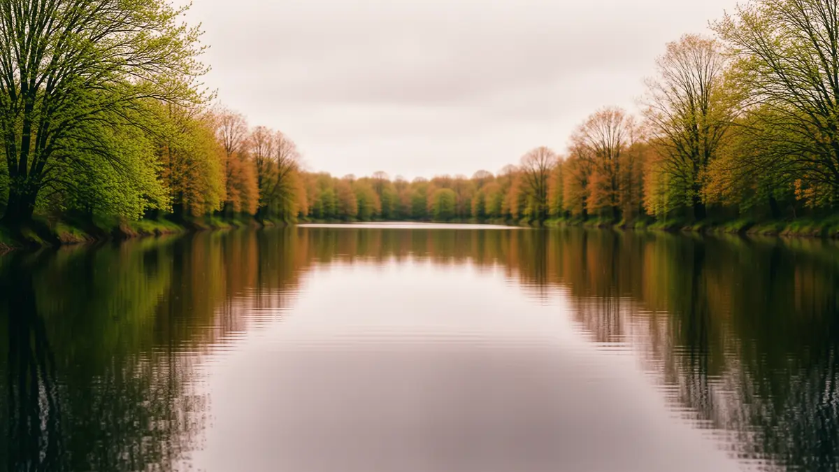 Spiegelglatter See im Morgenlicht
