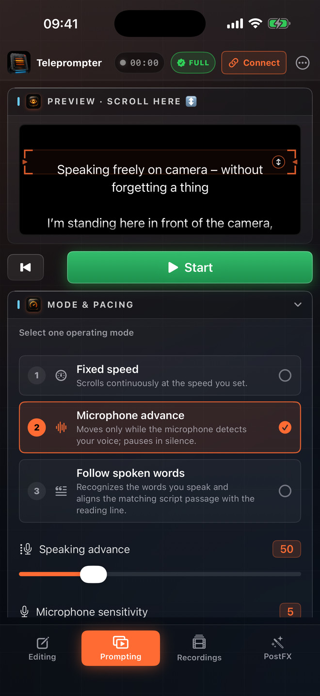 Your teleprompter for video recording.