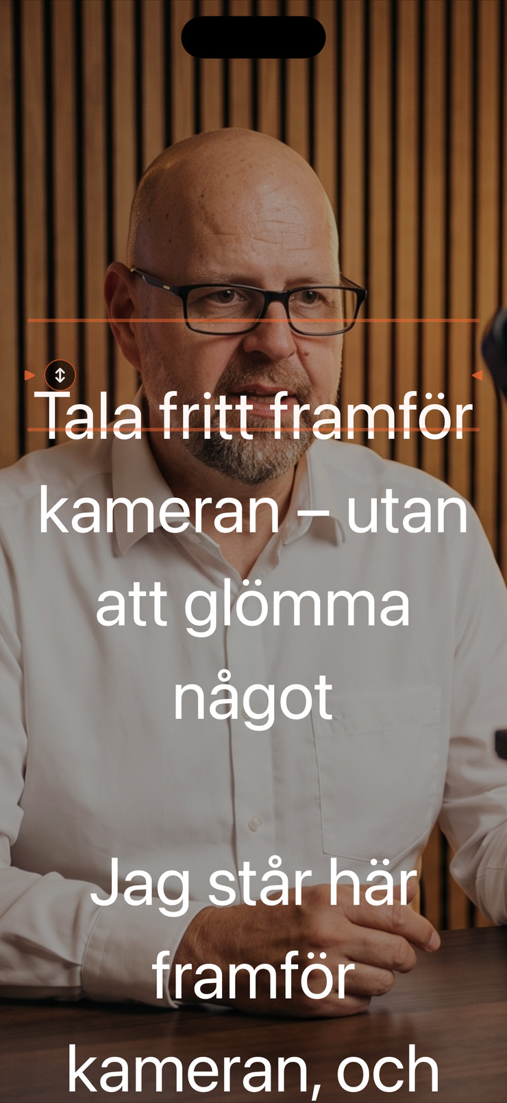 iPhone-prompter med svensk text över en kamerabild